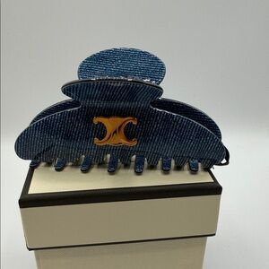 Upcycled Celine Denim-Look Resin Hair Claw Clip